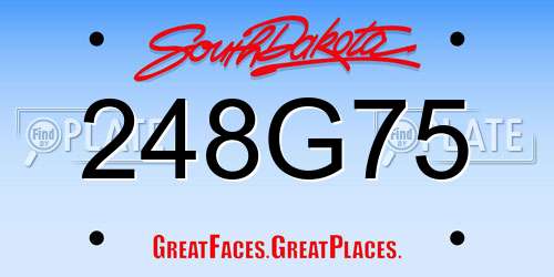 248G75 South Dakota License Plate