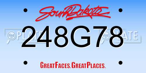 248G78 South Dakota License Plate