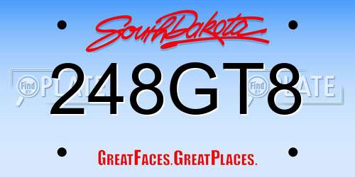248GT8 South Dakota License Plate
