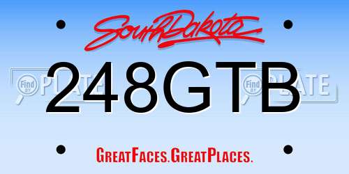 248GTB South Dakota License Plate
