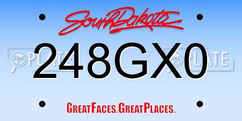 248GX0 South Dakota License Plate