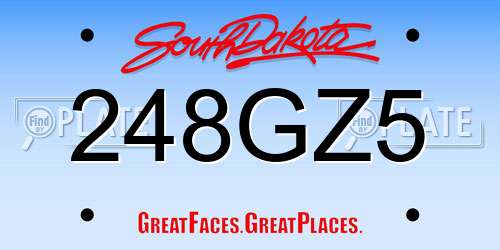 248GZ5 South Dakota License Plate