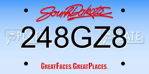 248GZ8 South Dakota License Plate