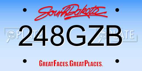 248GZB South Dakota License Plate