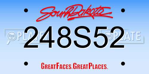 248S52 South Dakota License Plate