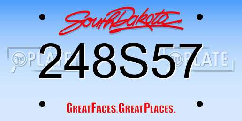 248S57 South Dakota License Plate