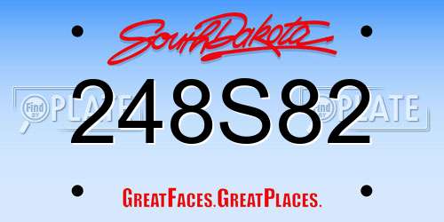248S82 South Dakota License Plate