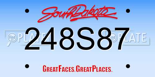 248S87 South Dakota License Plate