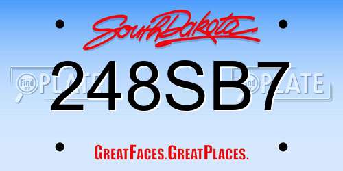 248SB7 South Dakota License Plate