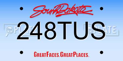 248TUS South Dakota License Plate