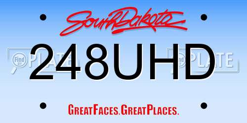 248UHD South Dakota License Plate