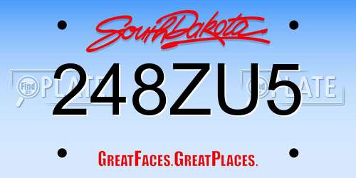 248ZU5 South Dakota License Plate