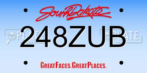 248ZUB South Dakota License Plate