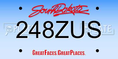 248ZUS South Dakota License Plate