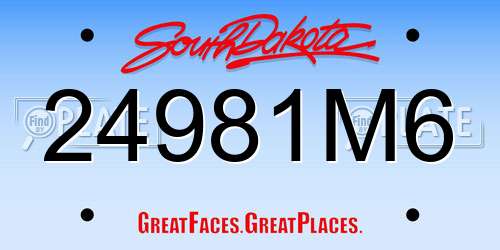 24981M6 South Dakota License Plate