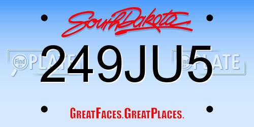 249JU5 South Dakota License Plate