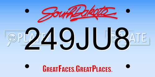 249JU8 South Dakota License Plate