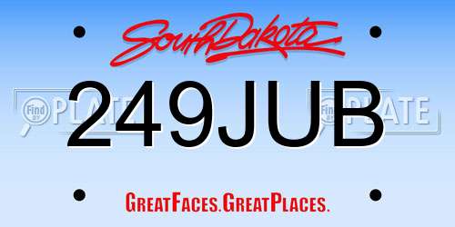 249JUB South Dakota License Plate
