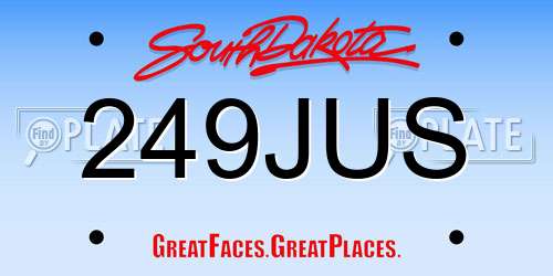 249JUS South Dakota License Plate