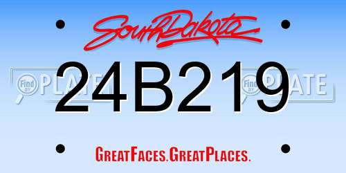 24B219 South Dakota License Plate