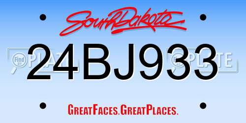24BJ933 South Dakota License Plate