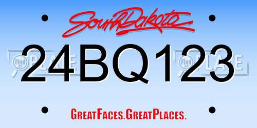 24BQ123 South Dakota License Plate