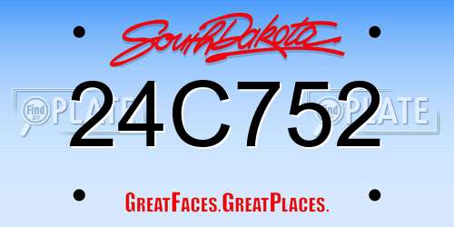 24C752 South Dakota License Plate
