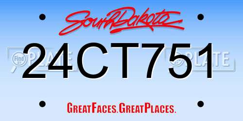 24CT751 South Dakota License Plate