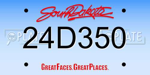 24D350 South Dakota License Plate