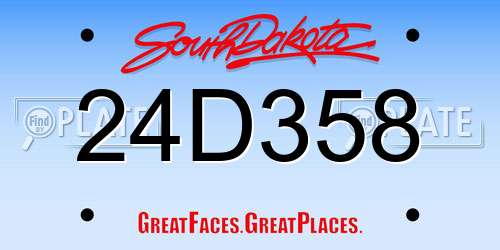 24D358 South Dakota License Plate