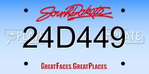 24D449 South Dakota License Plate