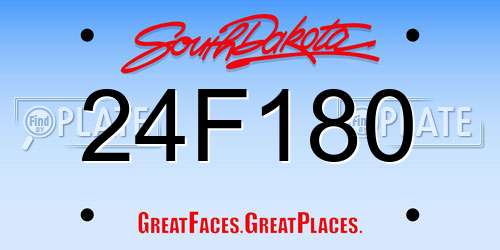 24F180 South Dakota License Plate
