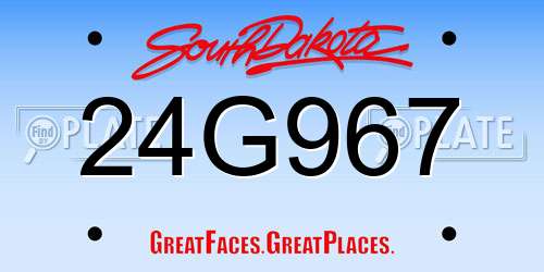 24G967 South Dakota License Plate
