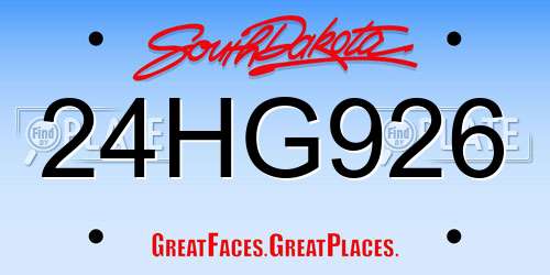 24HG926 South Dakota License Plate