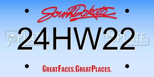 24HW22 South Dakota License Plate