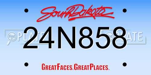 24N858 South Dakota License Plate