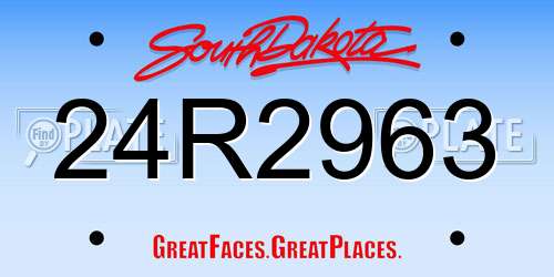 24R2963 South Dakota License Plate
