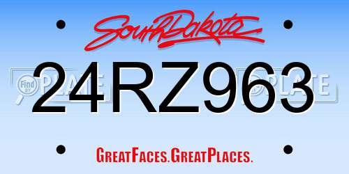 24RZ963 South Dakota License Plate
