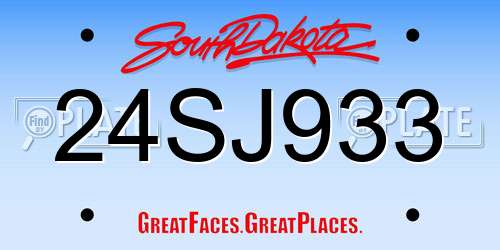 24SJ933 South Dakota License Plate