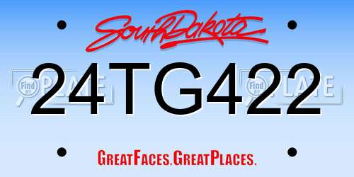 24TG422 South Dakota License Plate