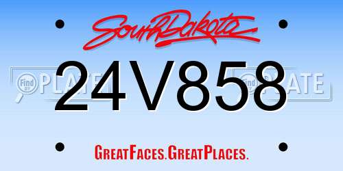 24V858 South Dakota License Plate