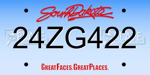 24ZG422 South Dakota License Plate