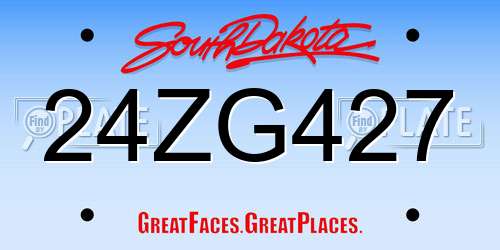 24ZG427 South Dakota License Plate