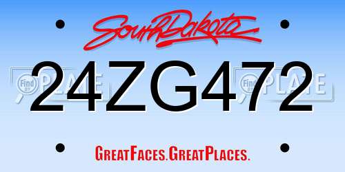 24ZG472 South Dakota License Plate