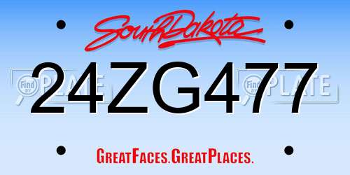 24ZG477 South Dakota License Plate