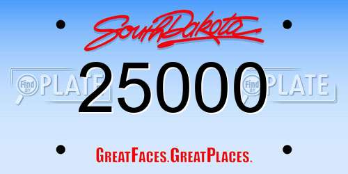 25000 South Dakota License Plate