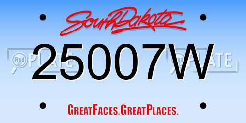 25007W South Dakota License Plate