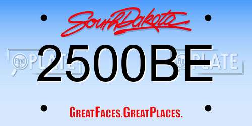 2500BE South Dakota License Plate