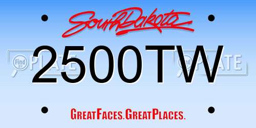 2500TW South Dakota License Plate