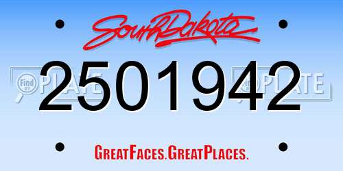 2501942 South Dakota License Plate